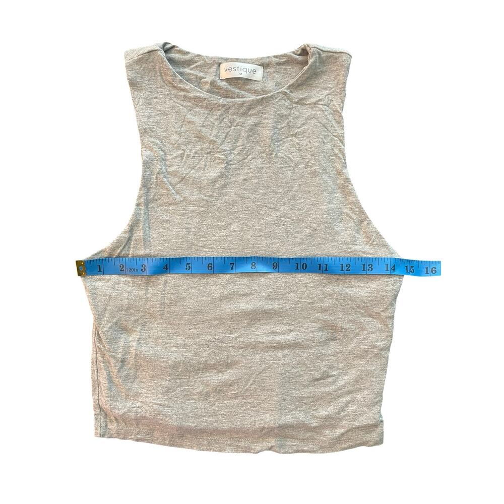 Vestique Grey Knit Cropped Tank Top High Neck Size Medium EUC - Picture 4 of 6